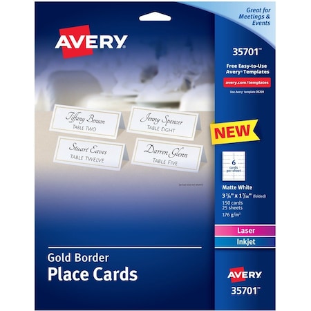 Avery Cards, Gldbdr, White, 150Pk AVE35701